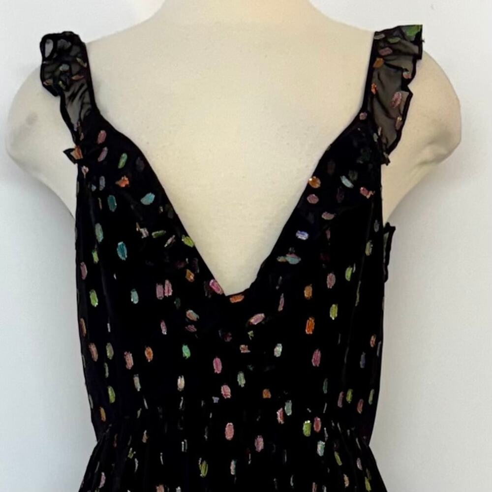 Michael Costello x Revolve Natalie Maxi Dress in Black Rainbow Dots M NWT - Picture 5 of 15